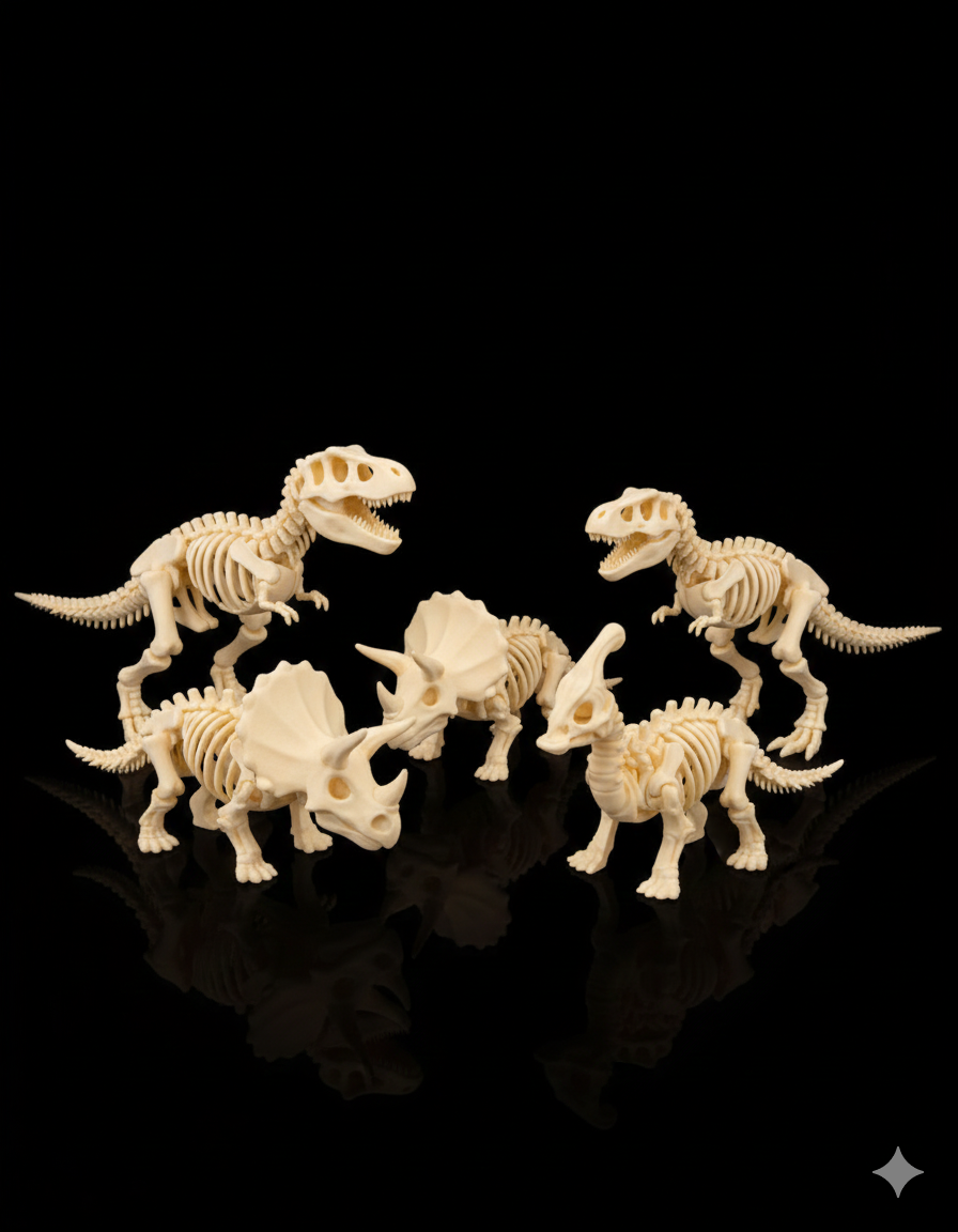 Brinquedos de dinossauros fossilizados articulados